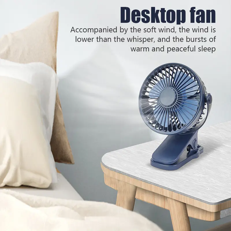 Portable Fan Mini Silent Fan USB Charging Desktop Fan 1200mAh Office Desk Desktop Fan Student Dormitory Adjustable Clip on Fan