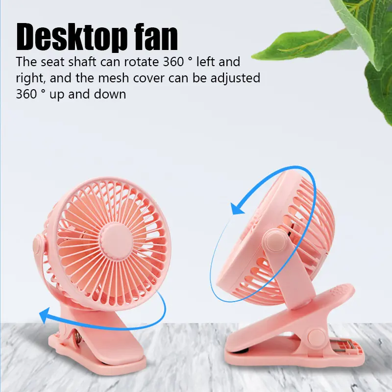 Portable Fan Mini Silent Fan USB Charging Desktop Fan 1200mAh Office Desk Desktop Fan Student Dormitory Adjustable Clip on Fan