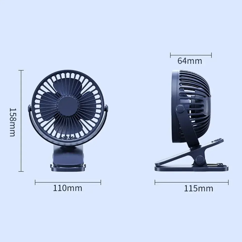 Portable Fan Mini Silent Fan USB Charging Desktop Fan 1200mAh Office Desk Desktop Fan Student Dormitory Adjustable Clip on Fan