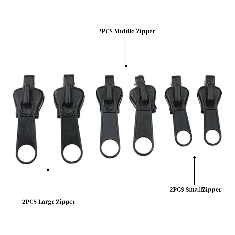 6PCS Zipper Multifunctional Zipper Head Clothing Home Visit Accessories Replacement Zipper Sliding Teeth Zipper Accessories
