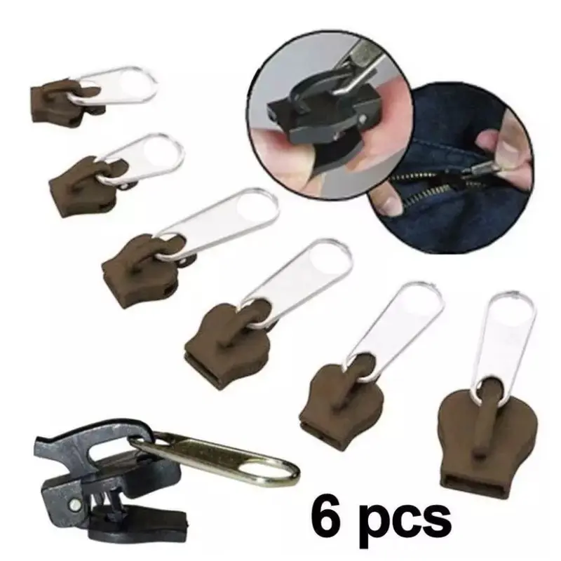 6PCS Zipper Multifunctional Zipper Head Clothing Home Visit Accessories Replacement Zipper Sliding Teeth Zipper Accessories