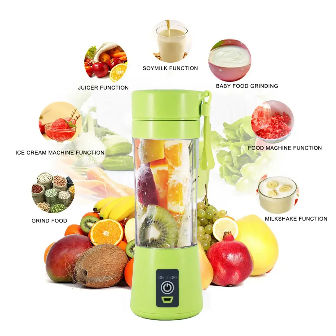 380ml Mini Portable Mixer Milk Shake Cup Mini Fruit Juice Cup Vegetable Juice Machine with USB Charging 6-Blade Mini Juice Mixer