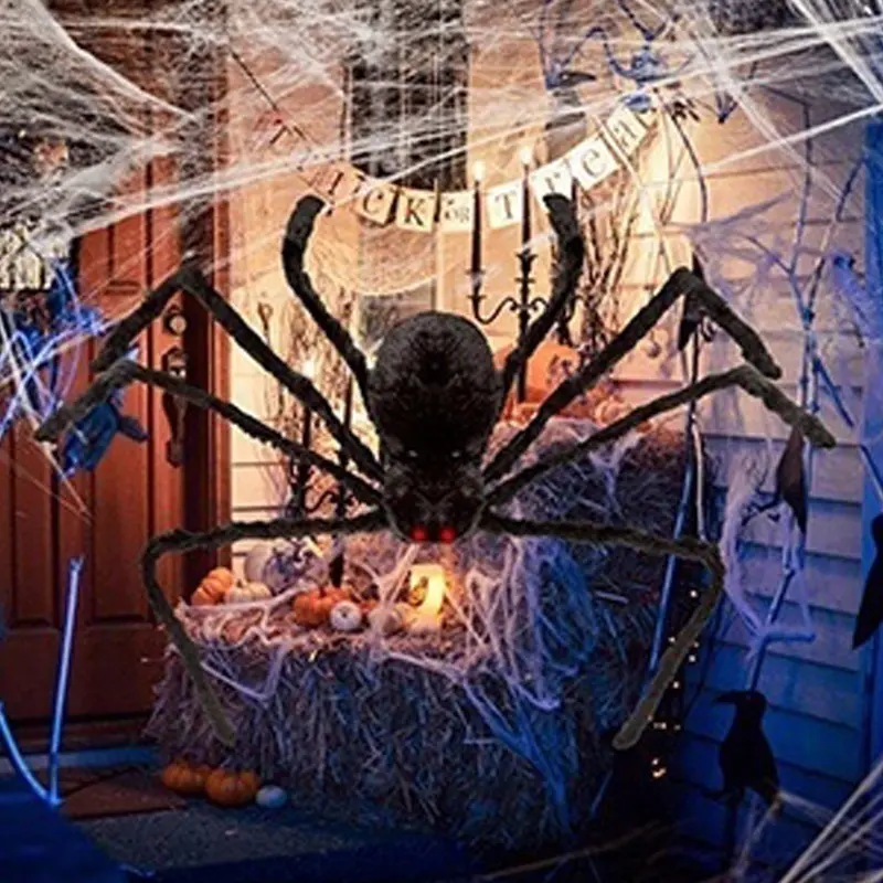 Halloween Big Decor Spider Horror Halloween Decoration Party Prop Outdoor Giant Spider Decor 30-200cm Chamber Prank Black Spider