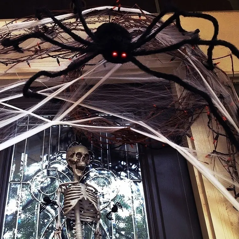 Halloween Big Decor Spider Horror Halloween Decoration Party Prop Outdoor Giant Spider Decor 30-200cm Chamber Prank Black Spider