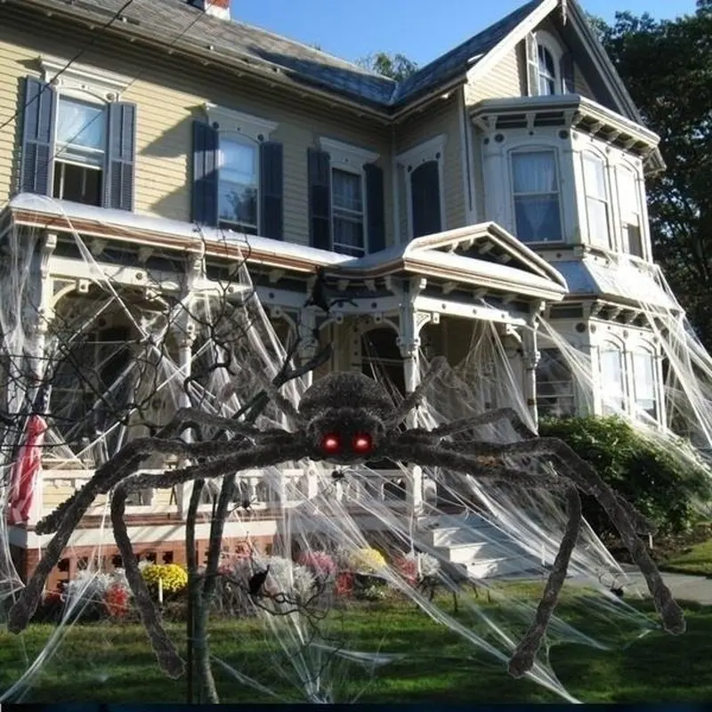 Halloween Big Decor Spider Horror Halloween Decoration Party Prop Outdoor Giant Spider Decor 30-200cm Chamber Prank Black Spider