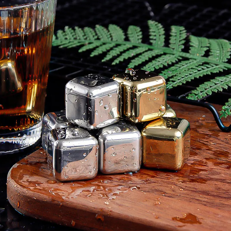 8/12 PCS Stainless Steel Ice Cube Set Reusable Quick Freezing Ice Cubes Whiskey Stone Ice Cubes Magic Vodka Wine Beer Cooler