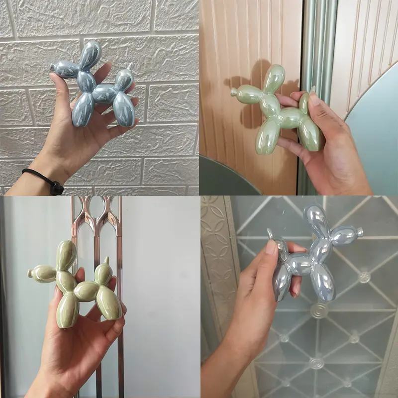 11cm Mini Ceramic Balloon Dog Abstract Decoration Creative Sculpture Study Statue Home Office Holiday Party Decoration Ornament