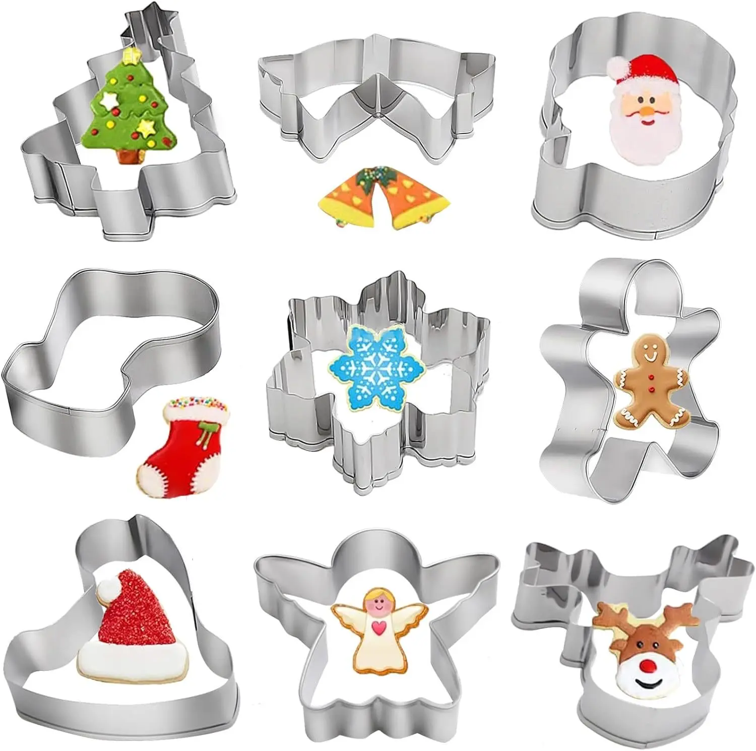 Five Christmas Cookie Cutting Machines Christmas Cartoon Cookie Molds Santa Claus Snowflake Flipping Sugar Cookies Baking Tools