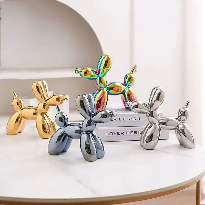 11cm Mini Ceramic Balloon Dog Abstract Decoration Creative Sculpture Study Statue Home Office Holiday Party Decoration Ornament