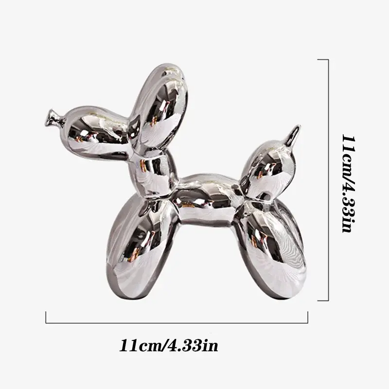 11cm Mini Ceramic Balloon Dog Abstract Decoration Creative Sculpture Study Statue Home Office Holiday Party Decoration Ornament