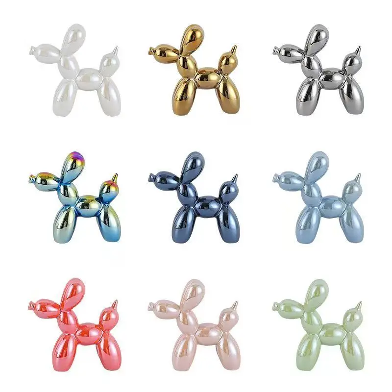 11cm Mini Ceramic Balloon Dog Abstract Decoration Creative Sculpture Study Statue Home Office Holiday Party Decoration Ornament