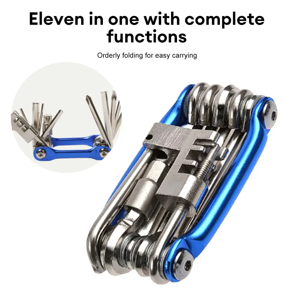 11 in 1 Bicycle Repair Tool Kit Mountain Bike Repair Tool Wrench Screwdriver Chain Portable Multifunctional Repair Bicycle Tool