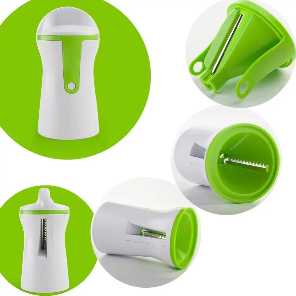 Multi Functional Spiral Rotary Slicer Funnel Vegetable Slicer Handheld Peeler Potato Stainless Steel Spiral Slicer Kitchen Tool