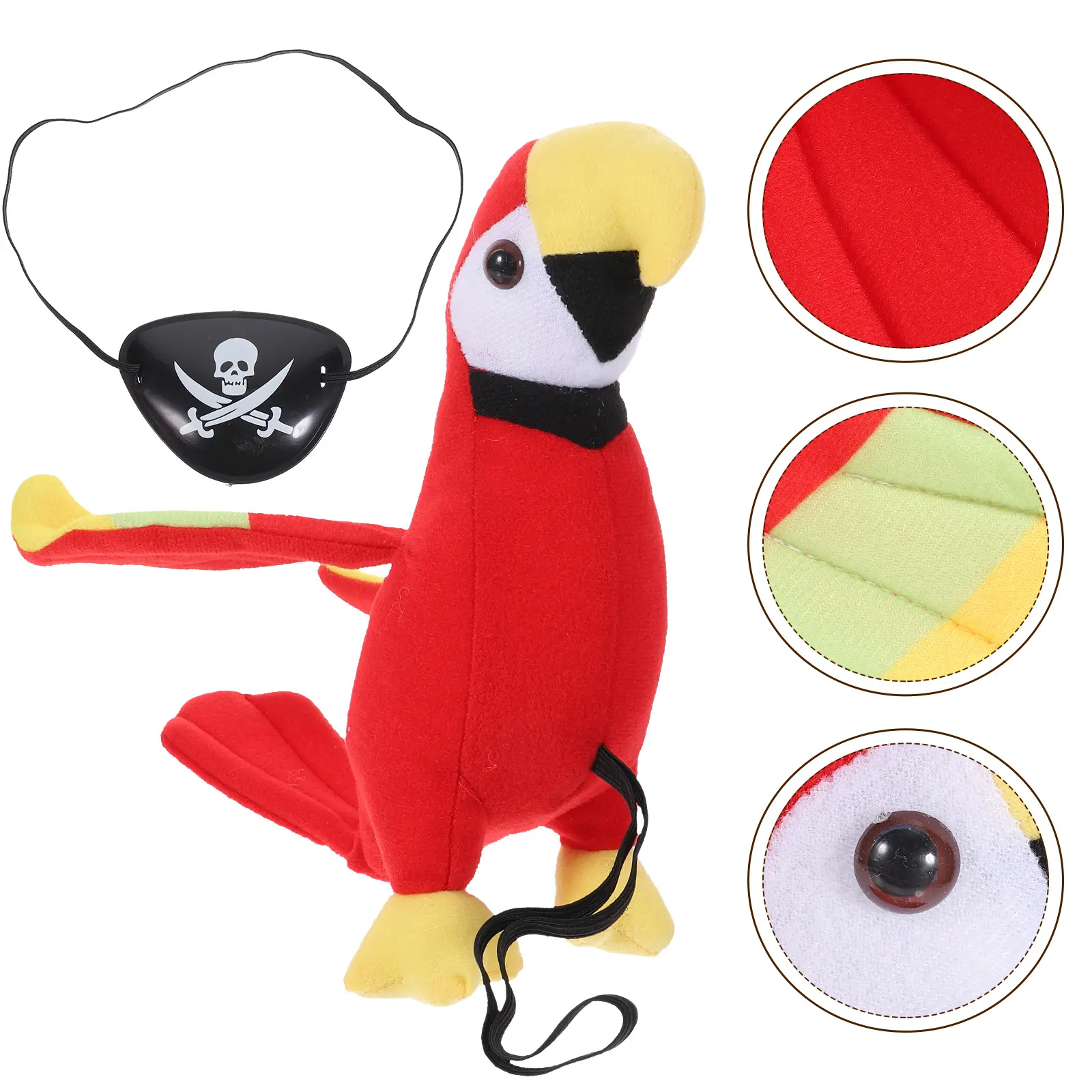 Eye Mask Pirate Role-Playing Costume Set Shoulder Plush Parrot Toy Pirate Costume Set Decoration Halloween Party Accessories