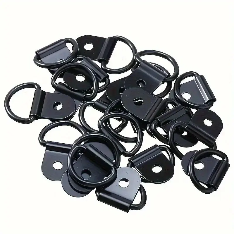 10pcs D Shape Pull Hook Tie Down Anchor Ring Stainless Steel Fixed hook Truck Tying Rope Fixing Rigging Frame Hanging Buckle