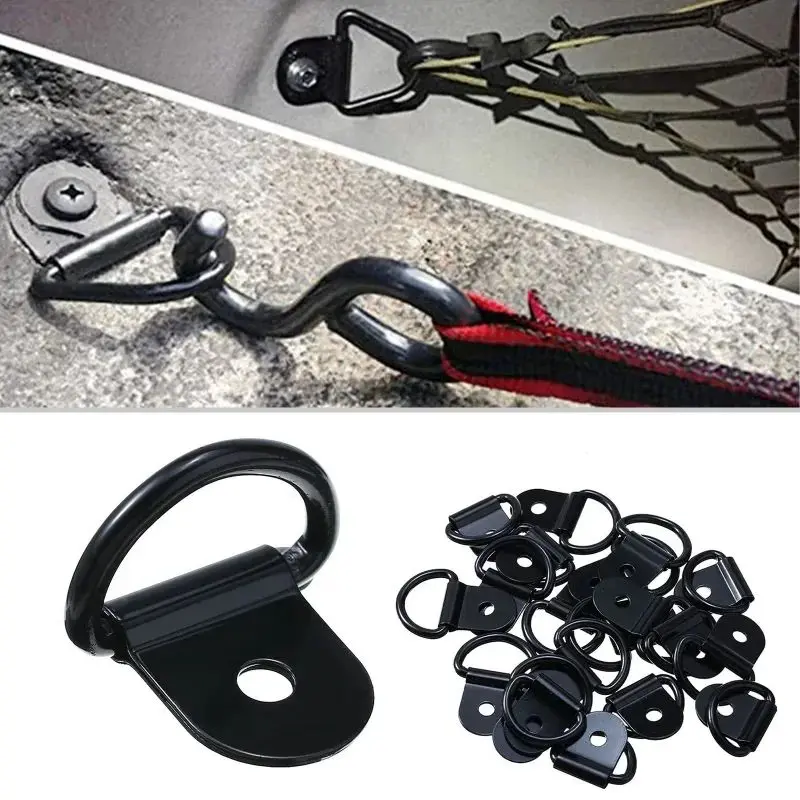 10pcs D Shape Pull Hook Tie Down Anchor Ring Stainless Steel Fixed hook Truck Tying Rope Fixing Rigging Frame Hanging Buckle