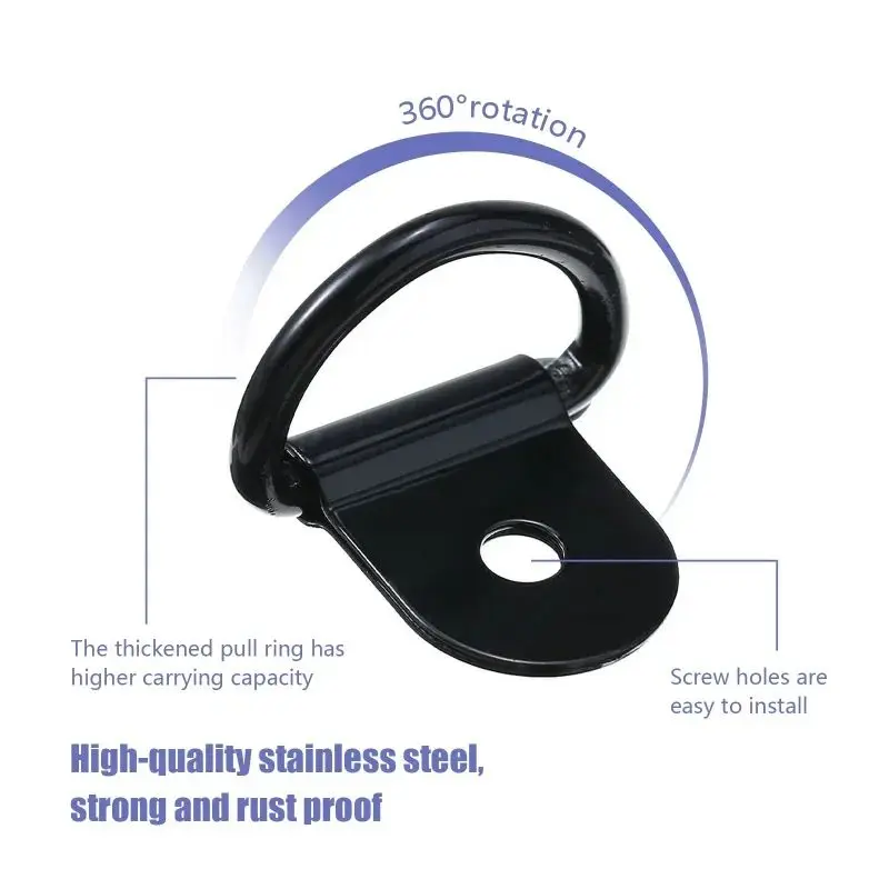 10pcs D Shape Pull Hook Tie Down Anchor Ring Stainless Steel Fixed hook Truck Tying Rope Fixing Rigging Frame Hanging Buckle