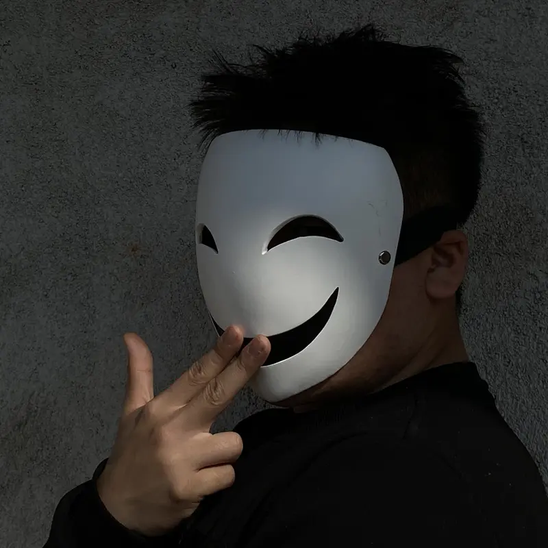Nephew Mask Evil Smile Mask Full Face Ghost Face Black Evil Mask Magician Mask Halloween Character Costume Decorate Prop