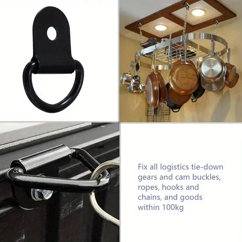 10pcs D Shape Pull Hook Tie Down Anchor Ring Stainless Steel Fixed hook Truck Tying Rope Fixing Rigging Frame Hanging Buckle