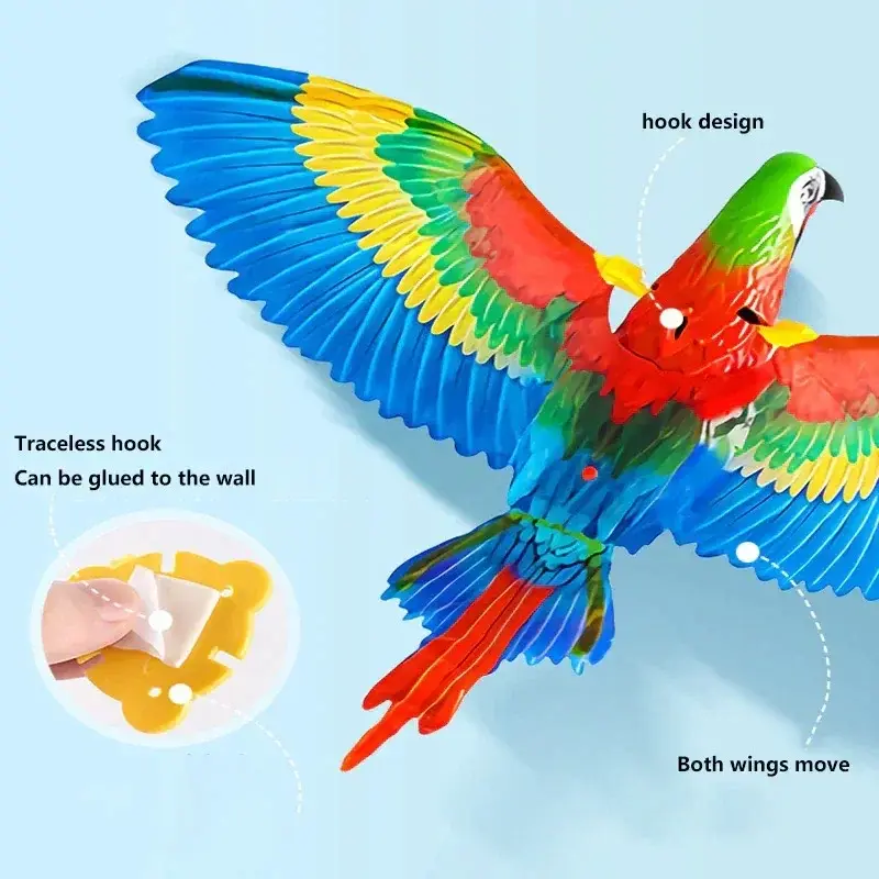 Simulated Bird Interactive Cat Toy Electric Hanging Eagle Flying Bird Cat Flying Bird Emitting Light Sound Grabbing Rope Pet Toy