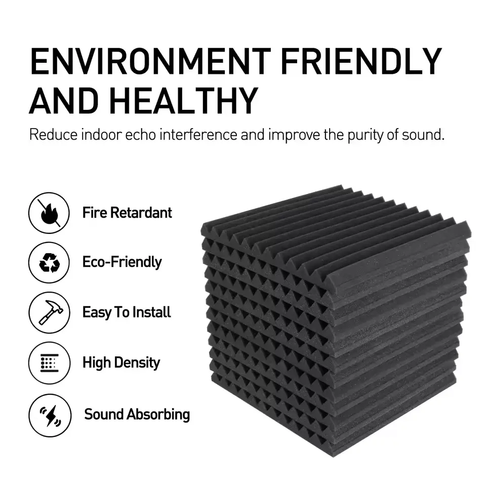 12 Pack Acoustic Foam Panels 2.5 x 30 x 30cm Sound Proof Foam Panles High Desnsity and Fire Resistant Soundproof Wedge Panels
