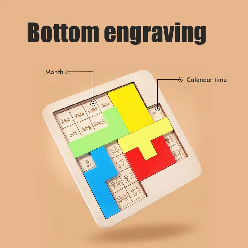 Daily Calendar Puzzle Wooden Calendar Play A Different Puzzle to Display the Date Difficult Jigsaw Game for Office Desk PR Sale