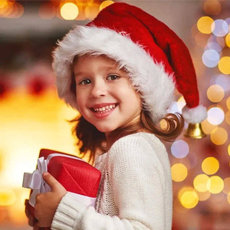 Christmas Decorative Products Santa Claus Hat Christmas Long Plush Thickened Red Gift Hat Adult Children Plush Christmas Hat