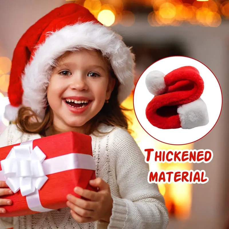 Christmas Decorative Products Santa Claus Hat Christmas Long Plush Thickened Red Gift Hat Adult Children Plush Christmas Hat