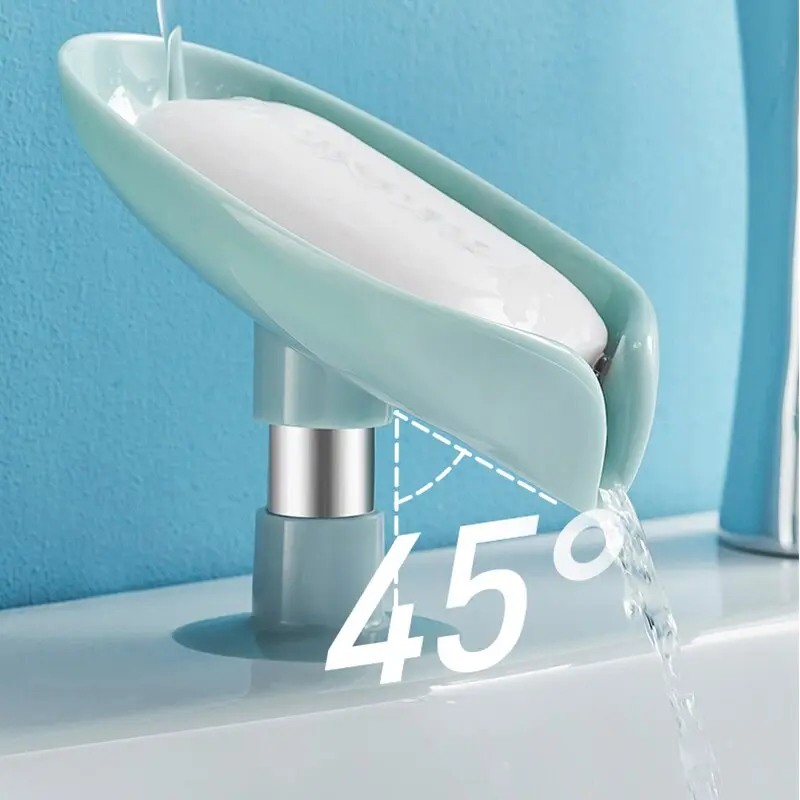 Leaf Shaped Soap Rack Drainage Soap Box Bathroom Shower Soap Rack Sponge Storage Tray Anti Slip Drainage Portable Soap Drain Box