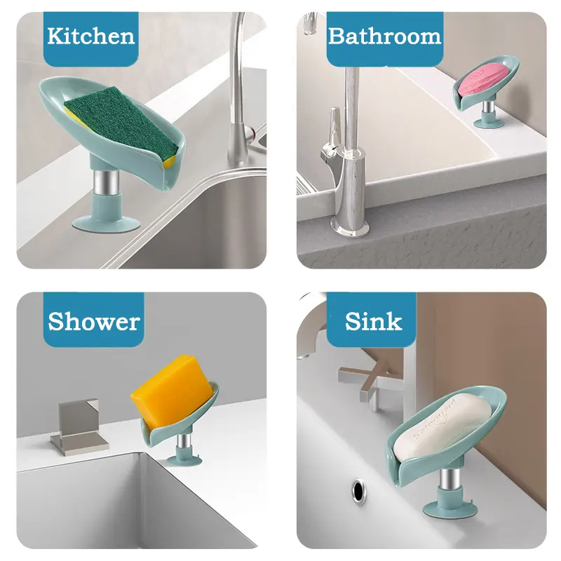 Leaf Shaped Soap Rack Drainage Soap Box Bathroom Shower Soap Rack Sponge Storage Tray Anti Slip Drainage Portable Soap Drain Box