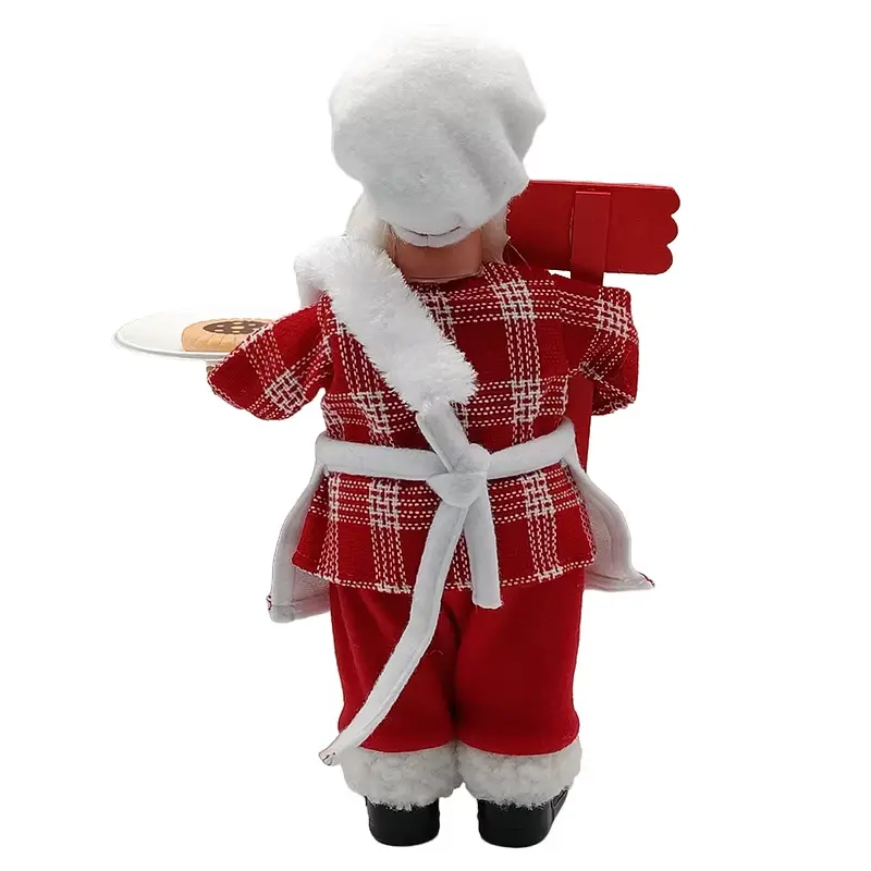12 inch Christmas Standing Chef Santa Claus Statue Decoration Santa Claus Doll Christmas New Year Gift Christmas Tree Decoration