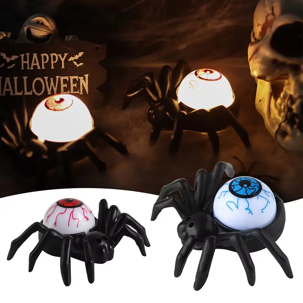 Halloween Decoration Spider Eye Light LED Candle Light Plastic Spider Skull Light Home Bar Ghost House Decoration Horror Prop