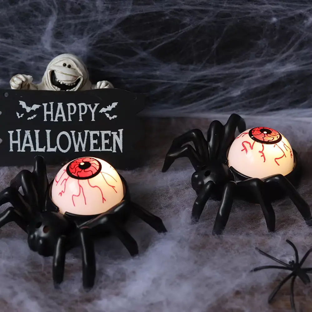 Halloween Decoration Spider Eye Light LED Candle Light Plastic Spider Skull Light Home Bar Ghost House Decoration Horror Prop