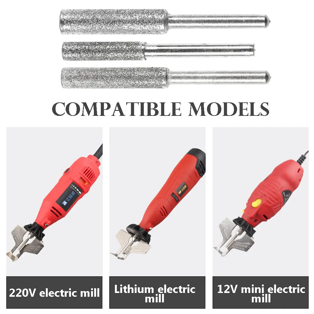 Diamond Coated Cylindrical Burr 4/4.8/5.5mm Chainsaw Sharpener Stone File Chain Saw Sharpening Carving Grinding Tools Abrasive