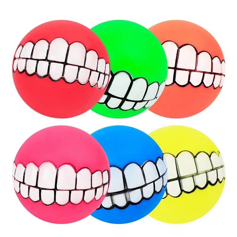 Pet Dog Ball Teeth Fun Trick Toy Pet Dog Silicone Toy Chewing Toy Teeth Cleaning Squeak Toy Dog Training Interactive Pet Toy