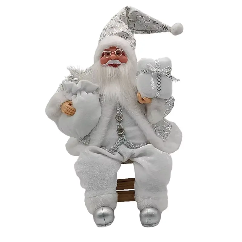 14 inch Sitting Santa Claus Statue Christmas Character Decoration Christmas Creative Santa Claus Doll Christmas Party Decoration