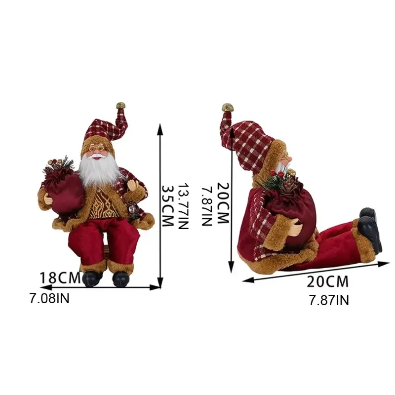 14 inch Sitting Santa Claus Statue Christmas Character Decoration Christmas Creative Santa Claus Doll Christmas Party Decoration