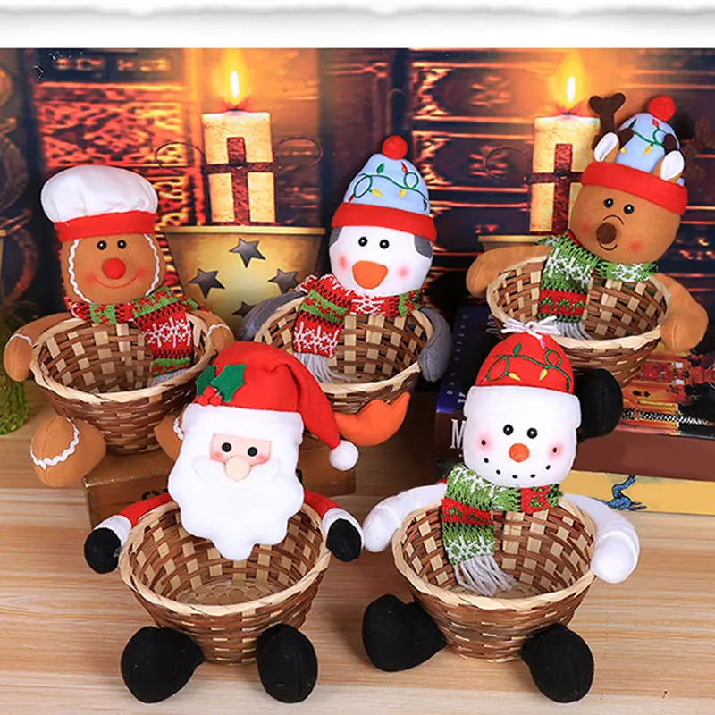 Merry Christmas Decorative Candy Storage Basket Desktop Pendant Children's Candy Storage Basket Christmas Decorative Pendant