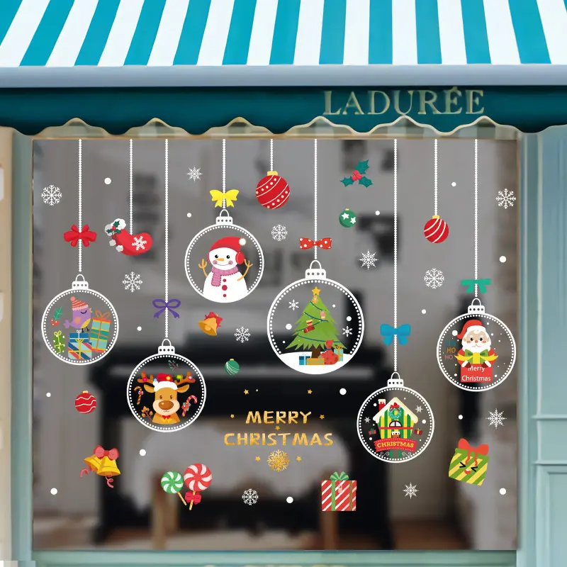 Santa Claus Snowman Reindeer Window Stickers Snowflake Christmas Atmosphere Decoration Glass Window Static Electricity Stickers