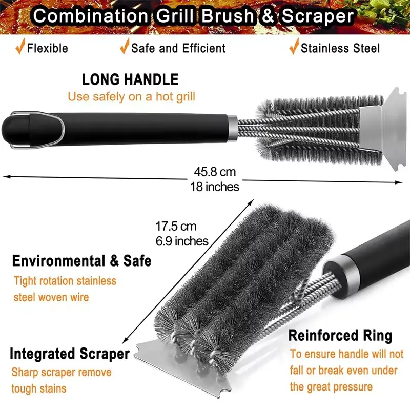 Barbecue Grill Barbecue Brush Cleaning Tool Barbecue Accessories Stainless Steel Bristle Barbecue Brush Grill Net Cleaning Brush
