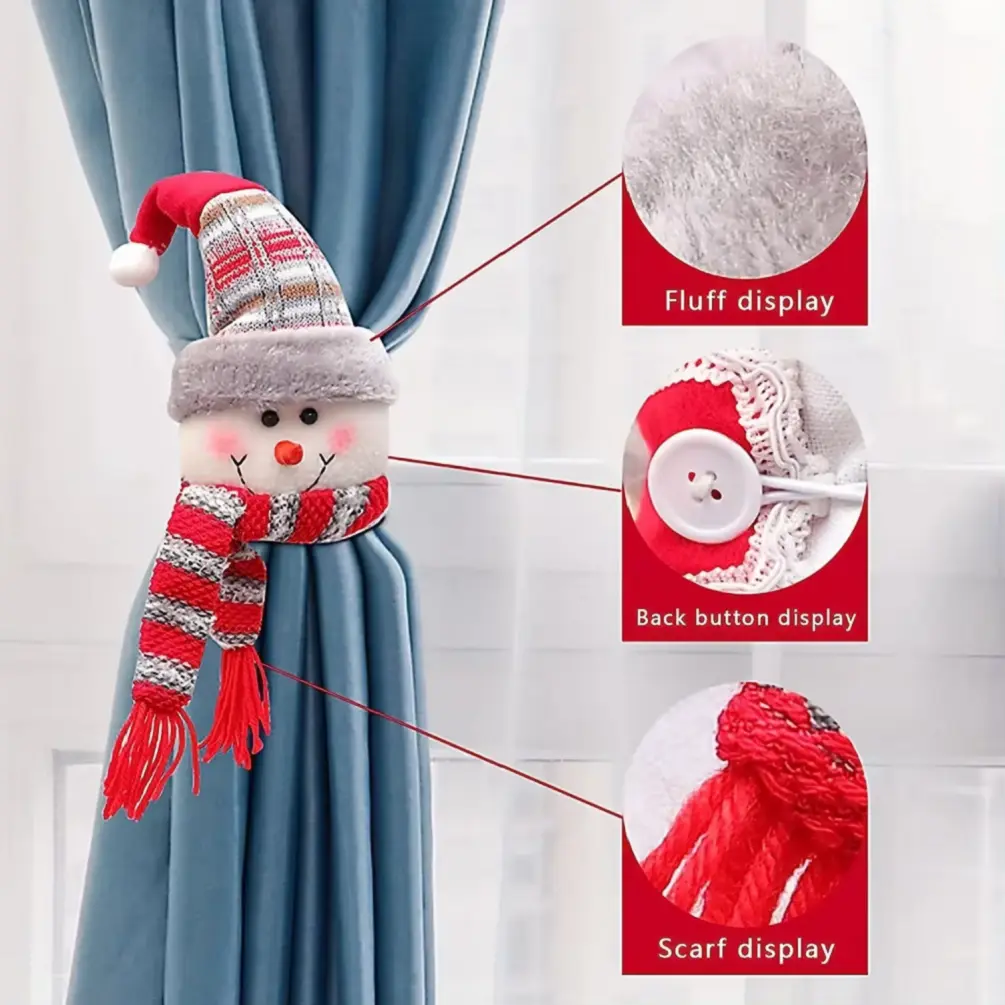 Christmas Curtain Buckle Santa Claus Snowman Curtain Tie Curtain Hook Clip Decorative Buckle Creative Curtain Buckle Decoration