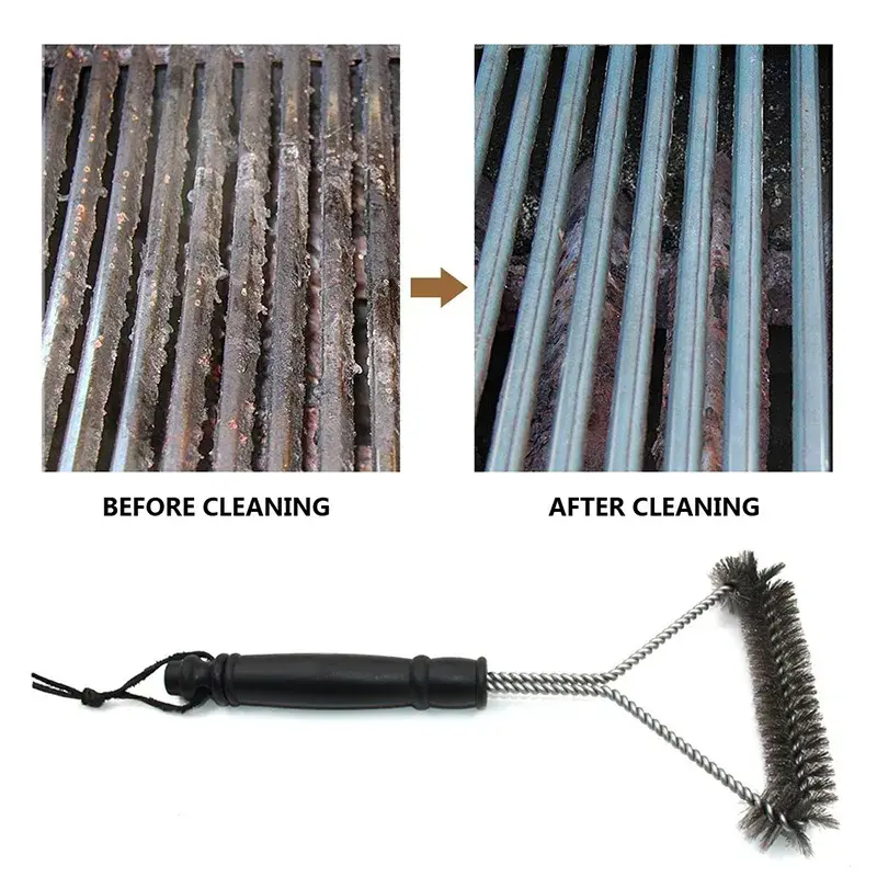 Durable Barbecue Brush Barbecue Cleaning Stainless Steel Wire Brush Pig Hair Non stick Cleaning Brush Barbecue Tool Accessories