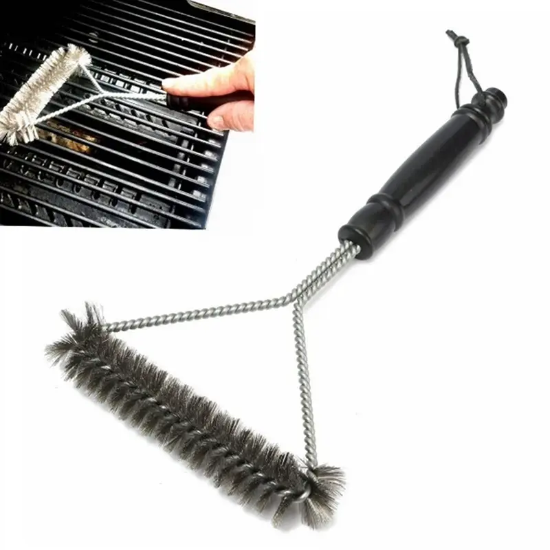 Durable Barbecue Brush Barbecue Cleaning Stainless Steel Wire Brush Pig Hair Non stick Cleaning Brush Barbecue Tool Accessories