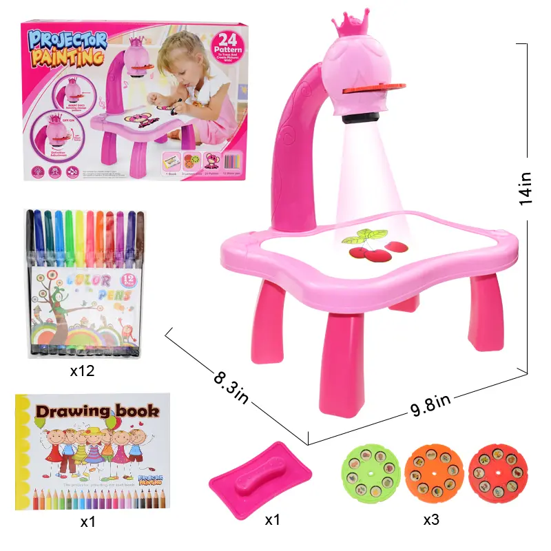 Childhood EducationLED Projector Art Painting Table Children Art Painting Board Desk Toys Graffiti Whiteboard Children Toy Gifts