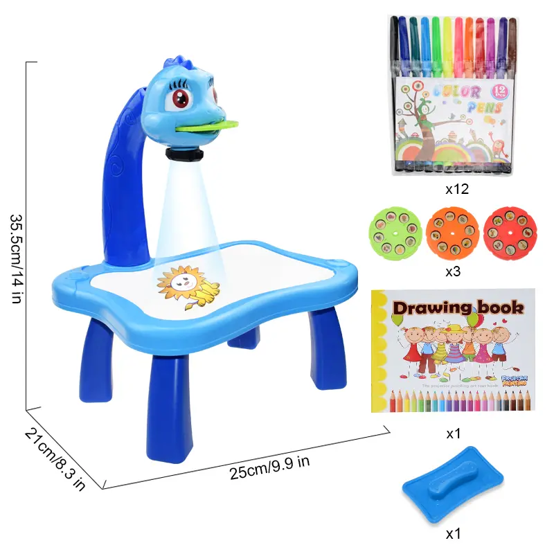 Childhood EducationLED Projector Art Painting Table Children Art Painting Board Desk Toys Graffiti Whiteboard Children Toy Gifts