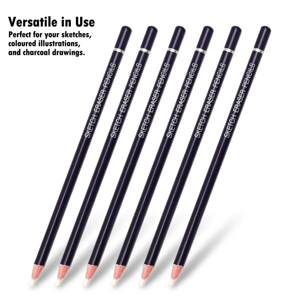 6 High Gloss Pencil Erasers for Art Students To Use for Sketching Drawing School Writing Erasers Student Supplies Stationery