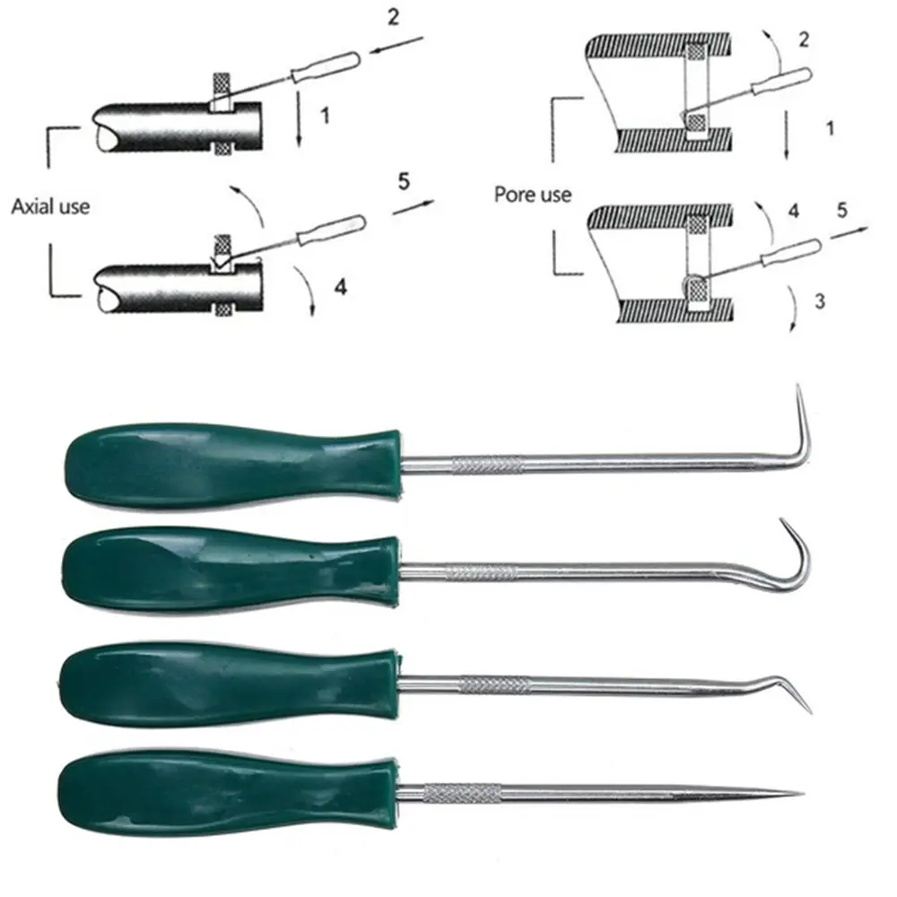 4 PCS Car Oil Seal Screwdriver Set O-ring Sealing Gasket Puller Remover Hook Tool Pickaxe Hook Tool Car Disassembly Tool Set