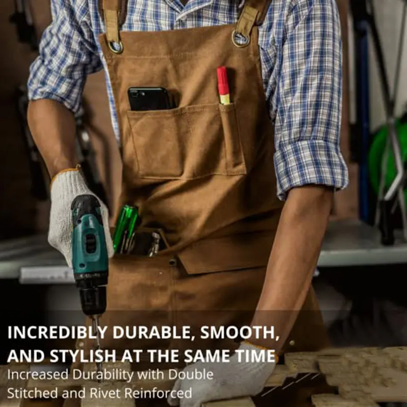 High Quality Thickened Cotton Canvas Waterproof Apron for European American Aprons Carpenters Electricians Park Work Aprons