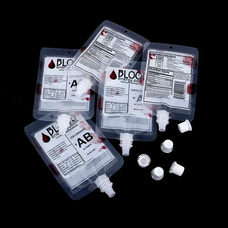 10PCS 150ml Halloween Decoration Beverage Container Bags Role-Playing Horror Vampire Blood Bag Props Zombie Beverage Bag Props