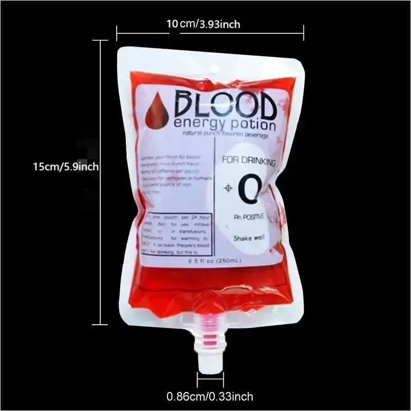 10PCS 150ml Halloween Decoration Beverage Container Bags Role-Playing Horror Vampire Blood Bag Props Zombie Beverage Bag Props
